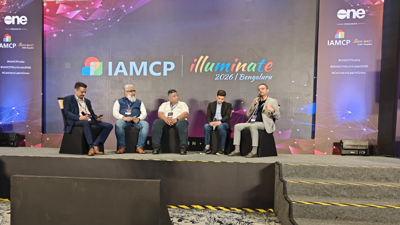 Panel discussion on stage at IAMCP Illuminate 2026